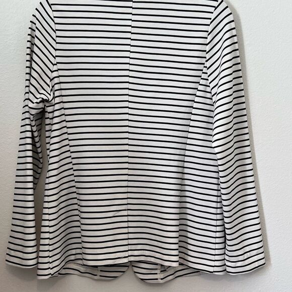 Worthington Blazer Striped Stretch Jersey Knit Sz Medium White Black Vent Career - Picture 9 of 9